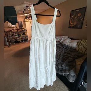 Morning Lavender - white Linen Sleeveless Dress